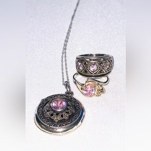 Sterling Silver Marcasite jewelry, with a beautiful Pink Cubic Zirconia stone.